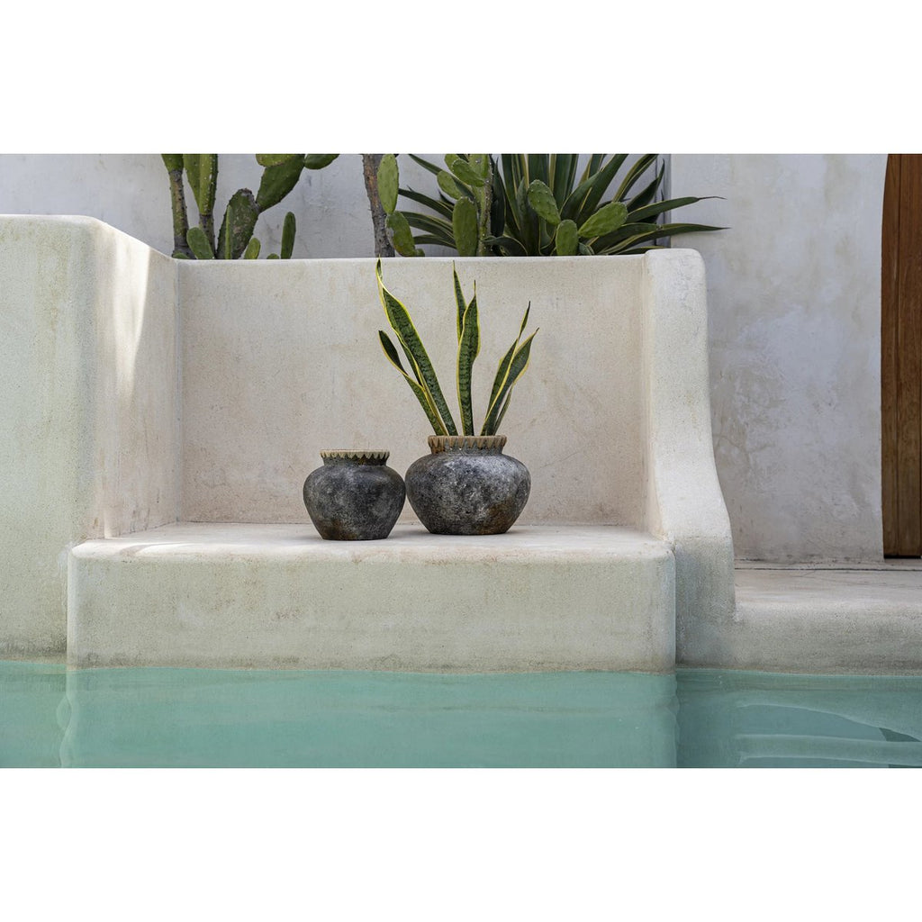 VASE MIT BASTDETAILS (GRAU) - 23cm