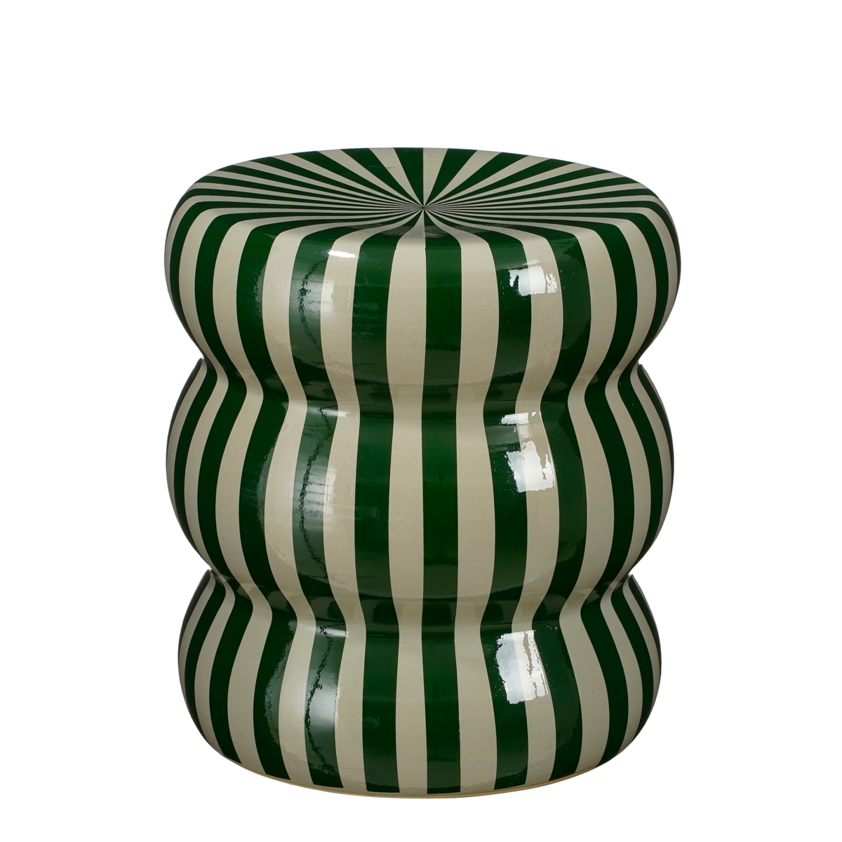 SKIPPER BEISTELLTISCH (GRÜN/WEIß GESTREIFT) - Ø35 cm