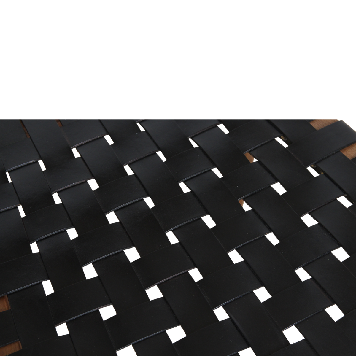 ESSZIMMERSTUHL AUS TEAKHOLZ MIT LEDERSITZFLÄCHE (SCHWARZ)