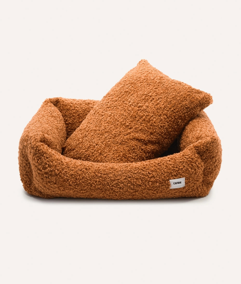 SNOZY HUNDEBETT MIT TEDDYFELL (ORANGE)