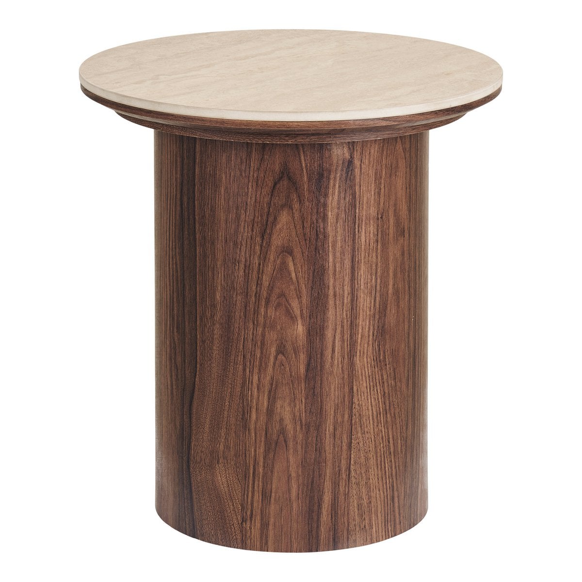 Delphi Beistelltisch mit Keramikplatte (Travertin/Dunkelbraun), 50cm