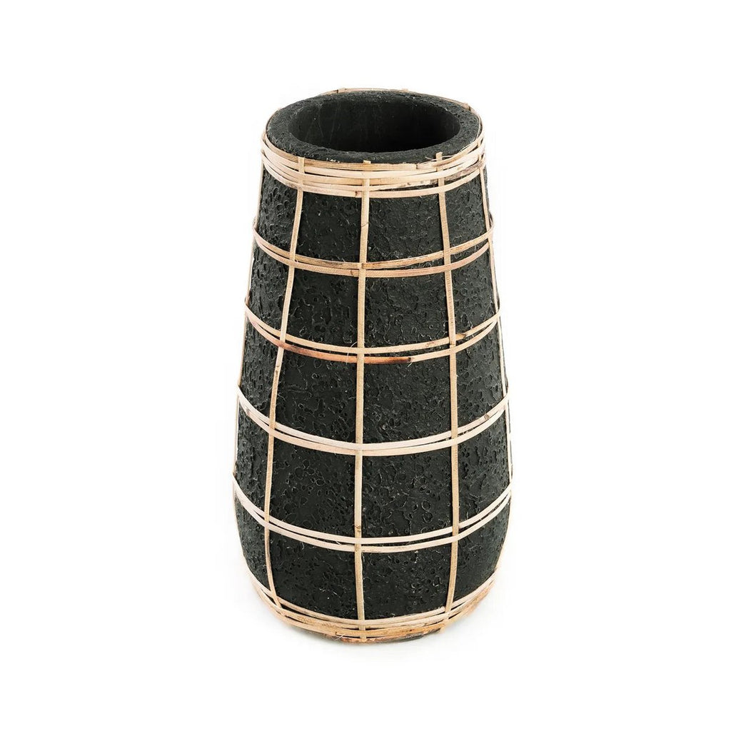 LÄNGLICHE TERRAKOTTA-VASE (GRAU) - 26cm