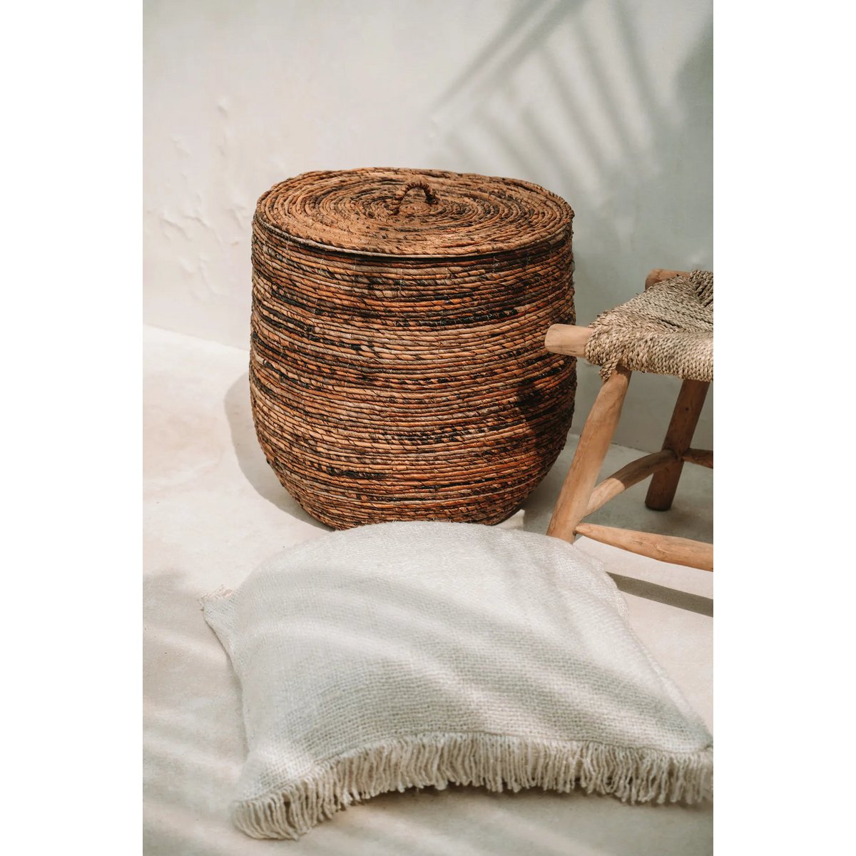 HANDGEWEBTER KISSENBEZUG (CREME) - 60 x 60cm