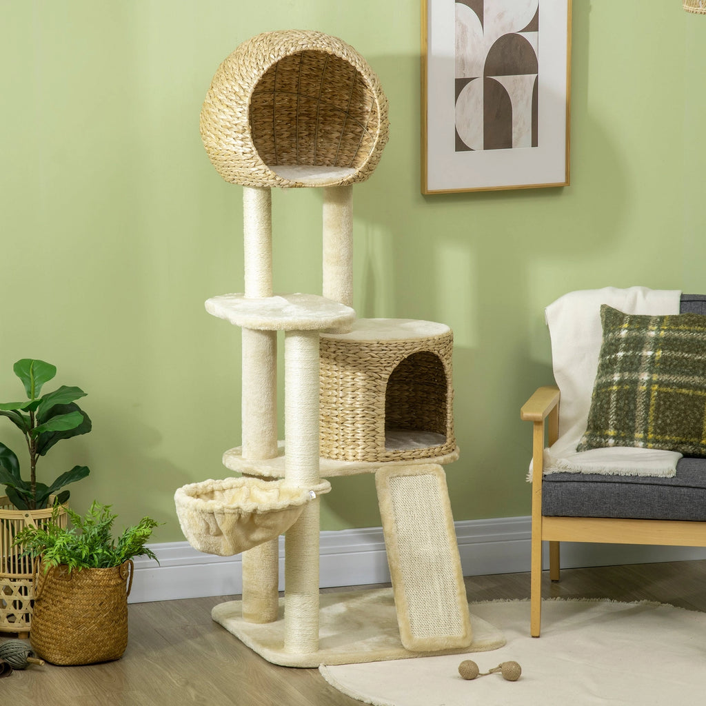 KATZEN KRATZBAUM MIT RATTAN-HÄUSCHEN