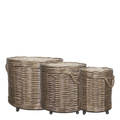 Weidenkorb mit Rollen rund 3er-Set