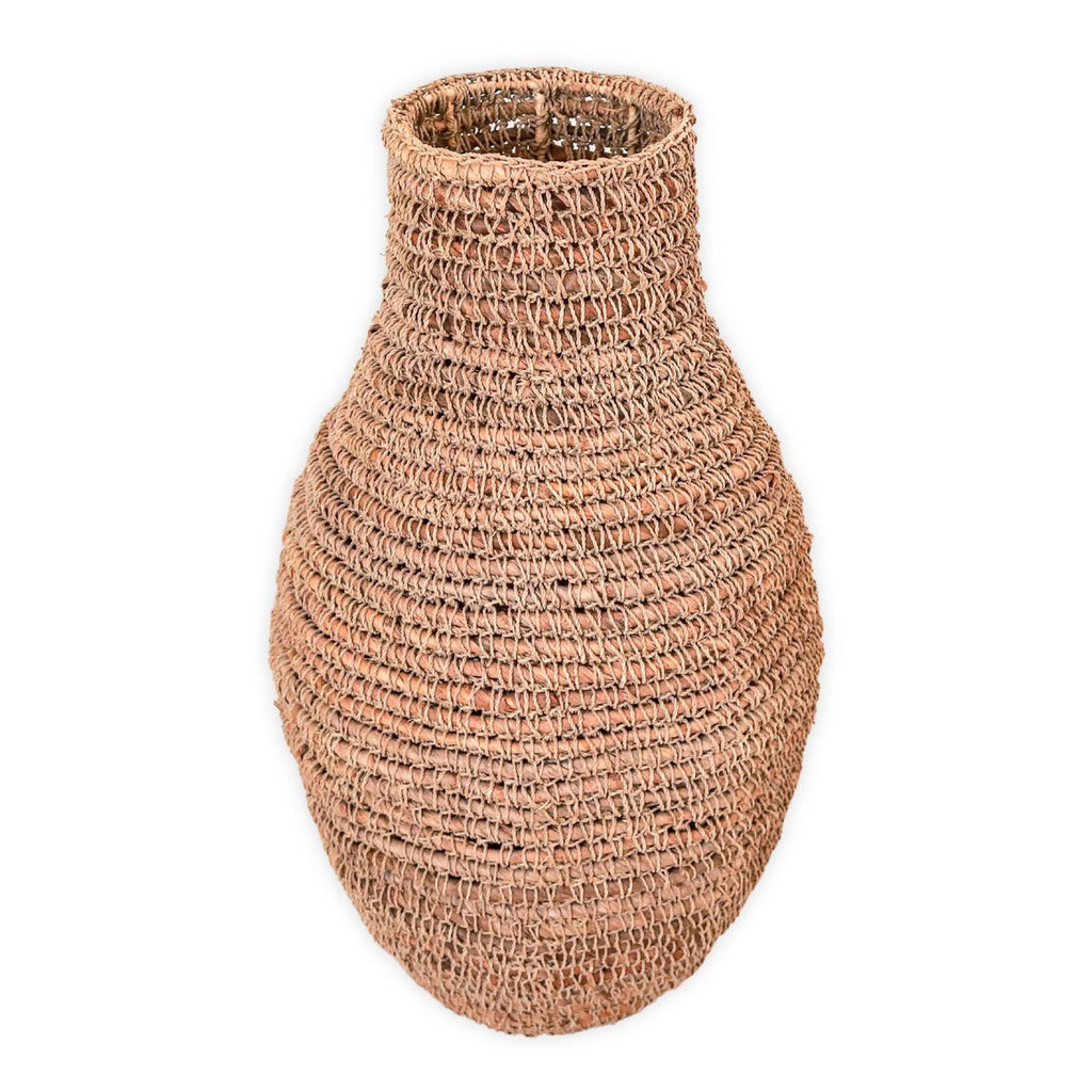 GEWEBTE BOHO VASE AUS BANANENFASER UND BAST - 56cm