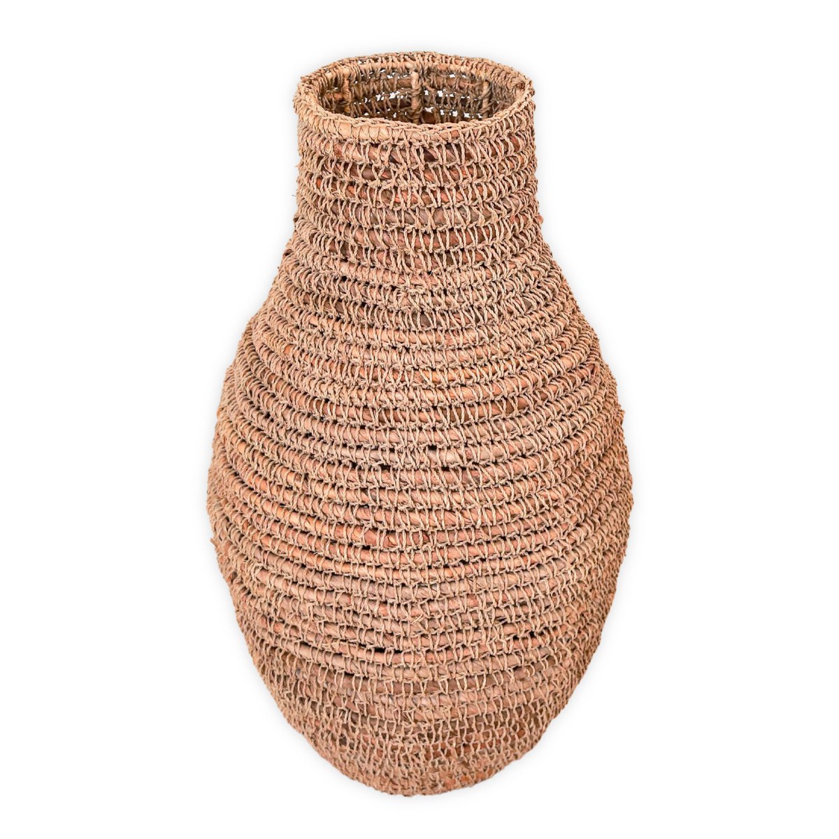 GEWEBTE BOHO VASE AUS BANANENFASER UND BAST - 56cm