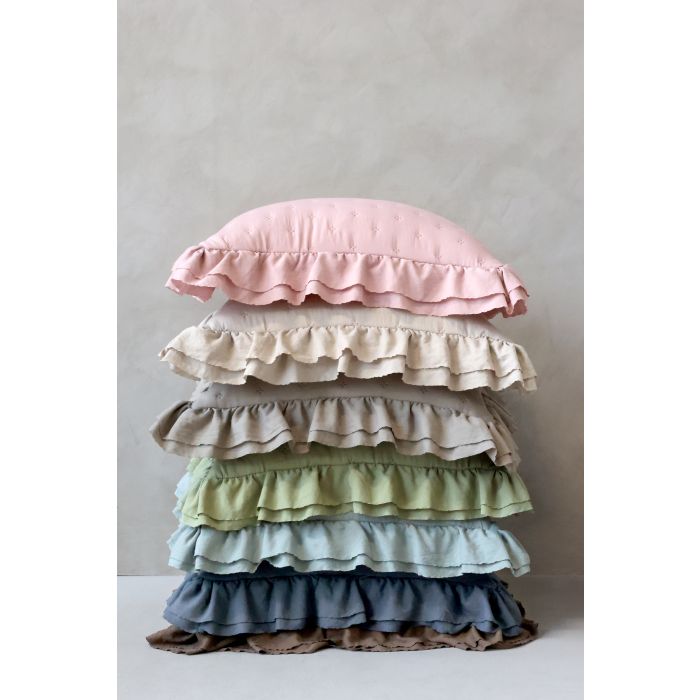 AIX SOFT KISSENBEZUG MIT RÜSSCHEN (OLIVE) - 50x50cm