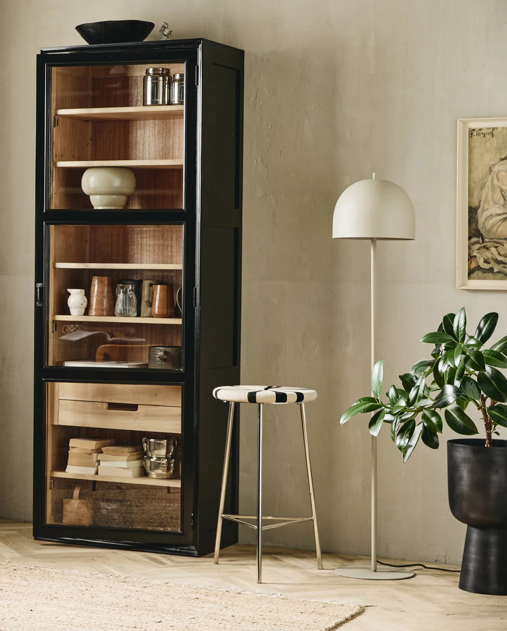 STEHLEUCHTE AUS EISEN (BEIGE)