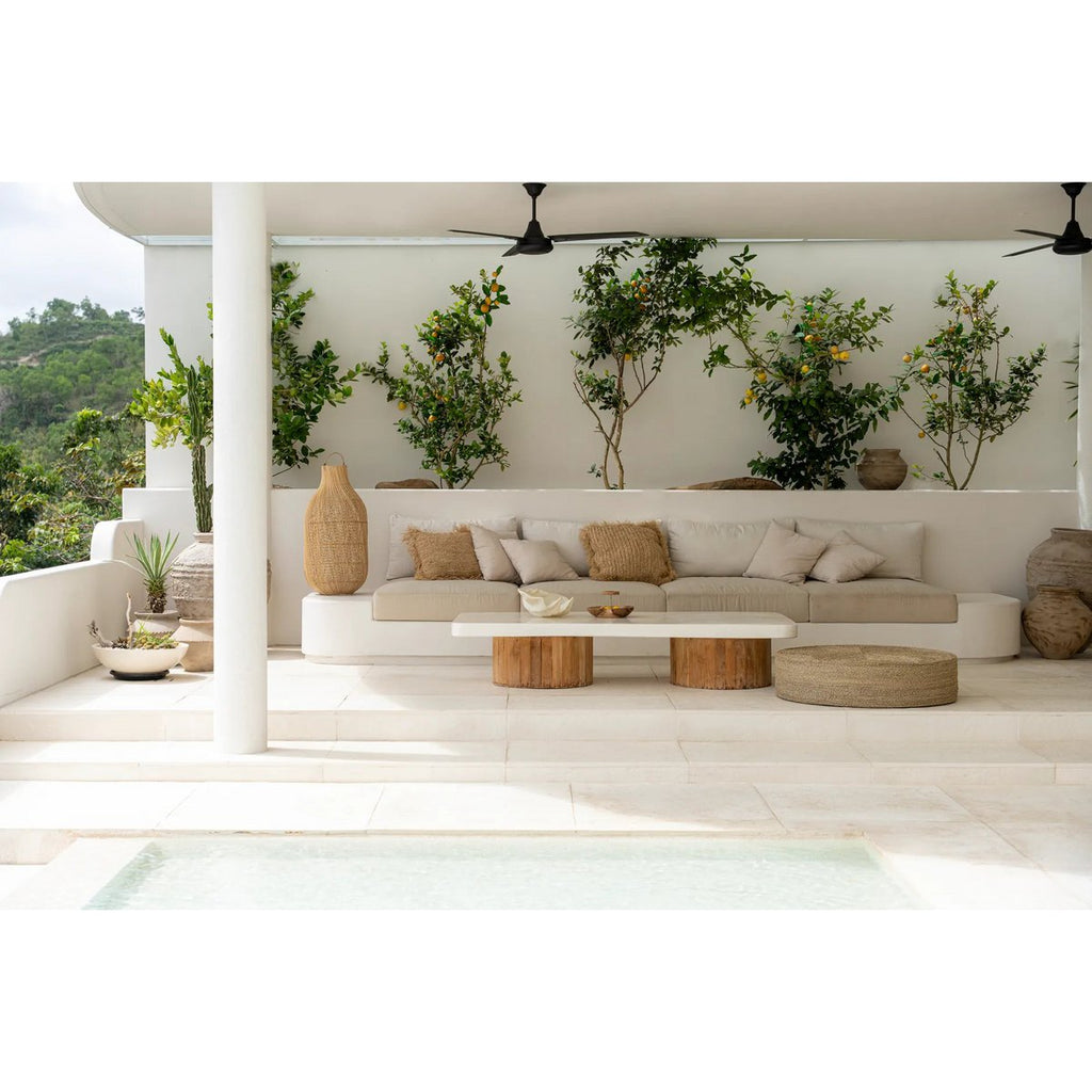 SITZHOCKER AUS SEEGRASGEFLECHT - Ø100cm