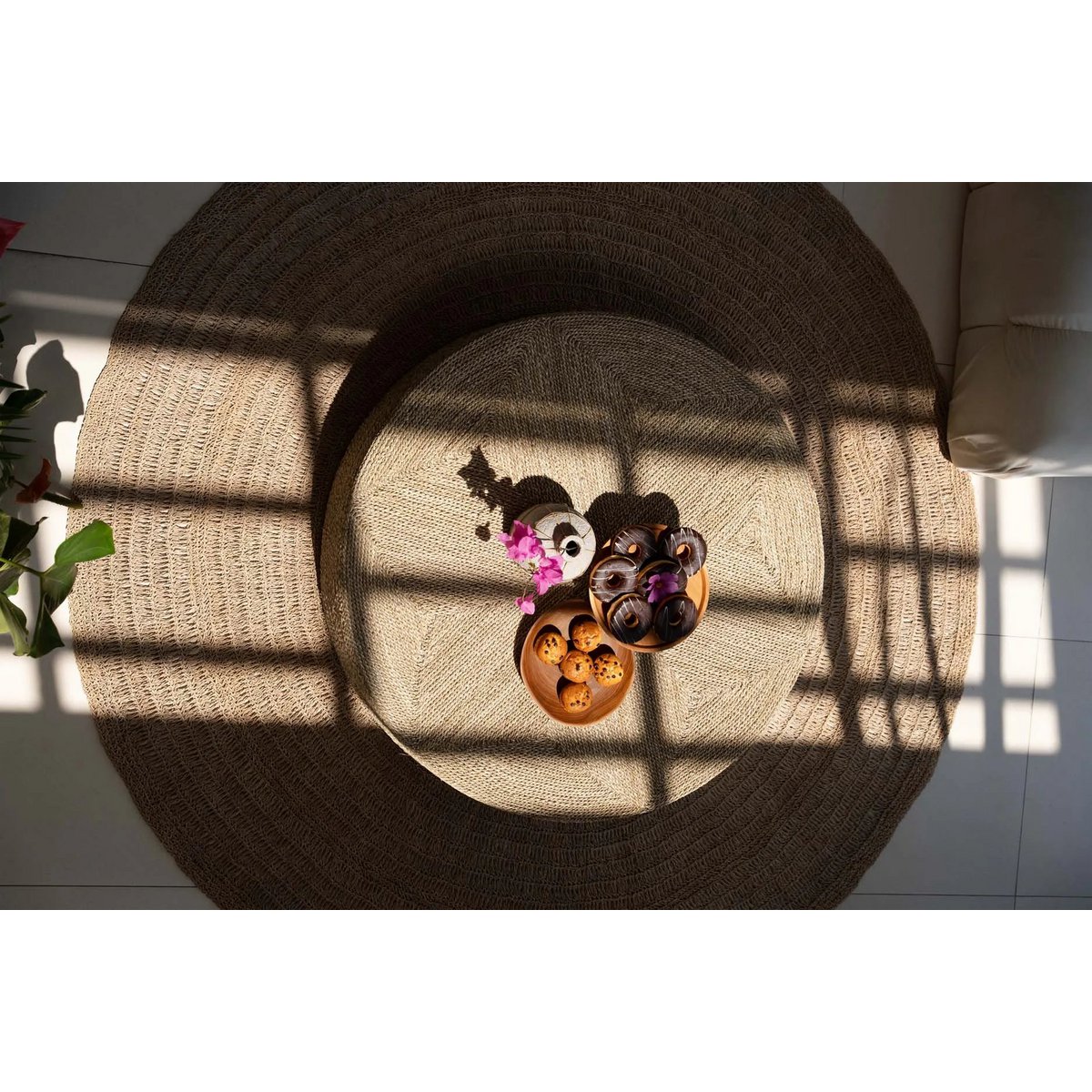 SITZHOCKER AUS SEEGRASGEFLECHT - Ø100cm