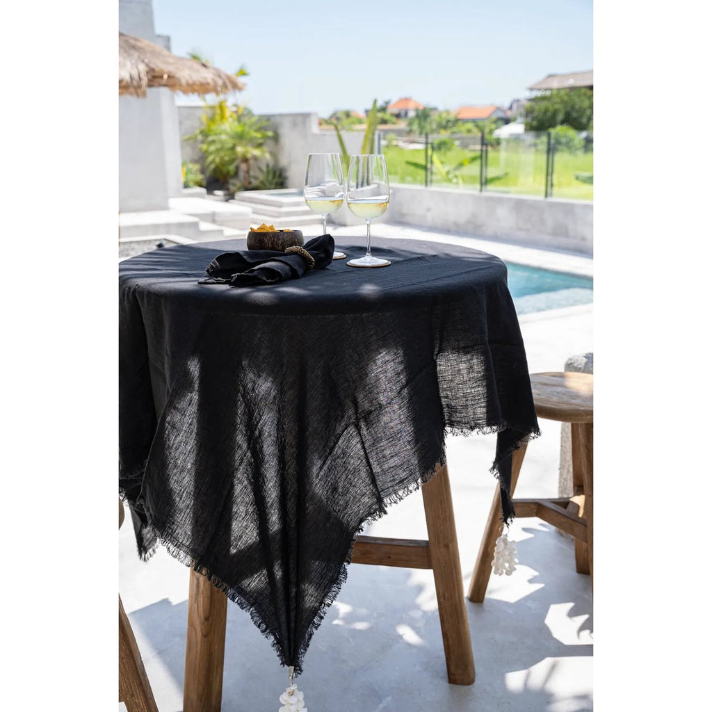 LEINENTISCHDECKE (SCHWARZ) - 180x300cm