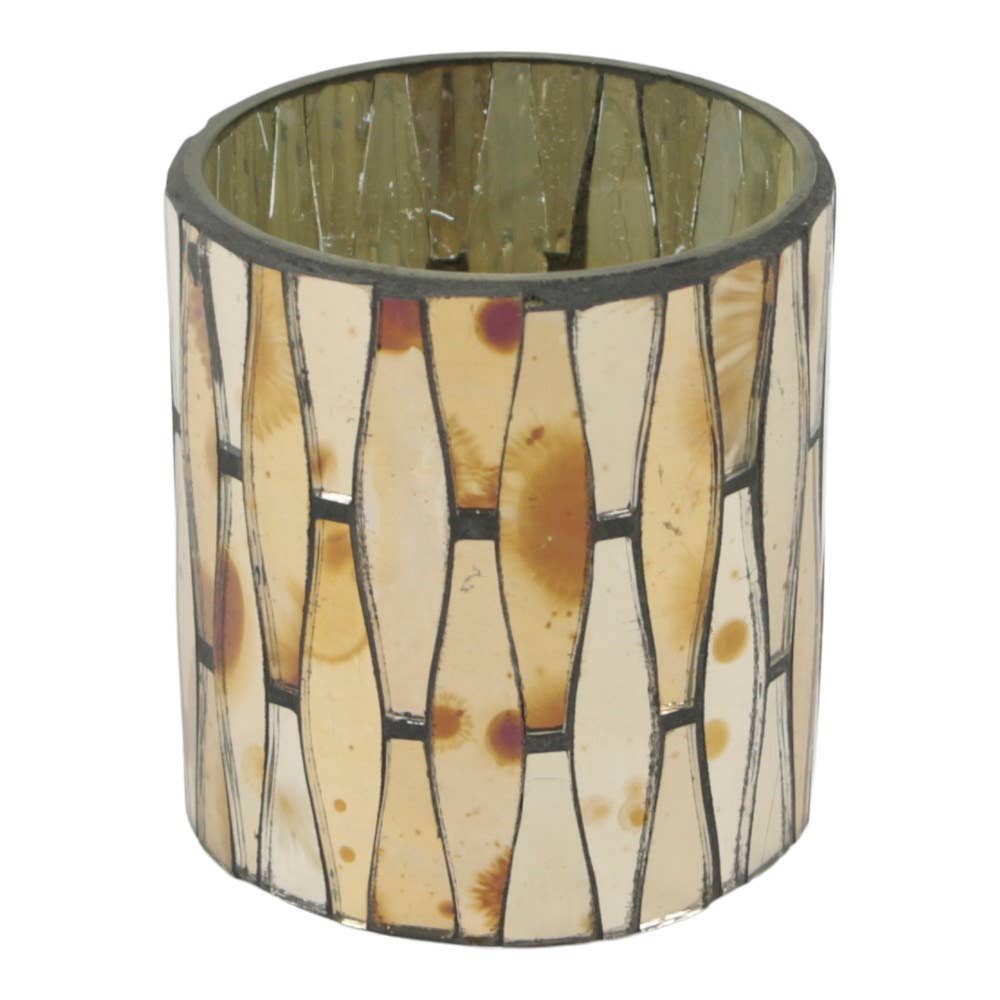 GOLDENER TEELICHTHALTER MIT RAUTENMUSTER - 8cm