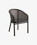STUHL AUS TEAKHOLZ MIT RATTANLEHNE (SCHWARZ)