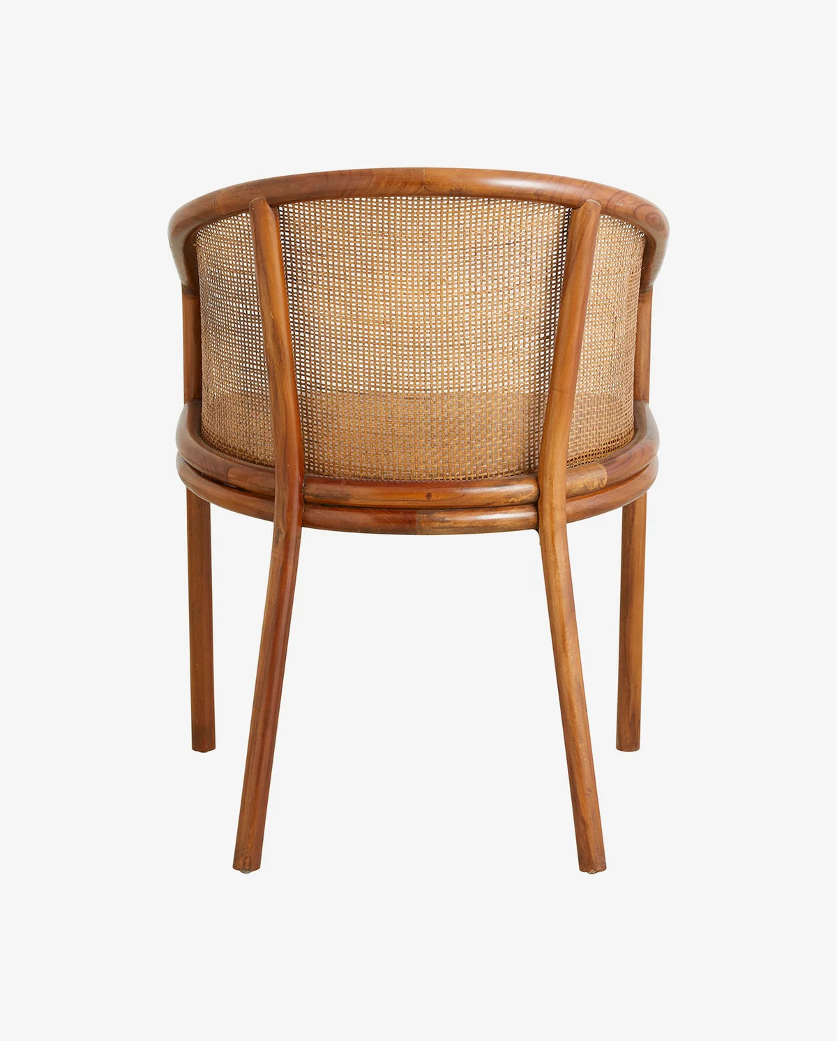STUHL AUS TEAKHOLZ MIT RATTANLEHNE