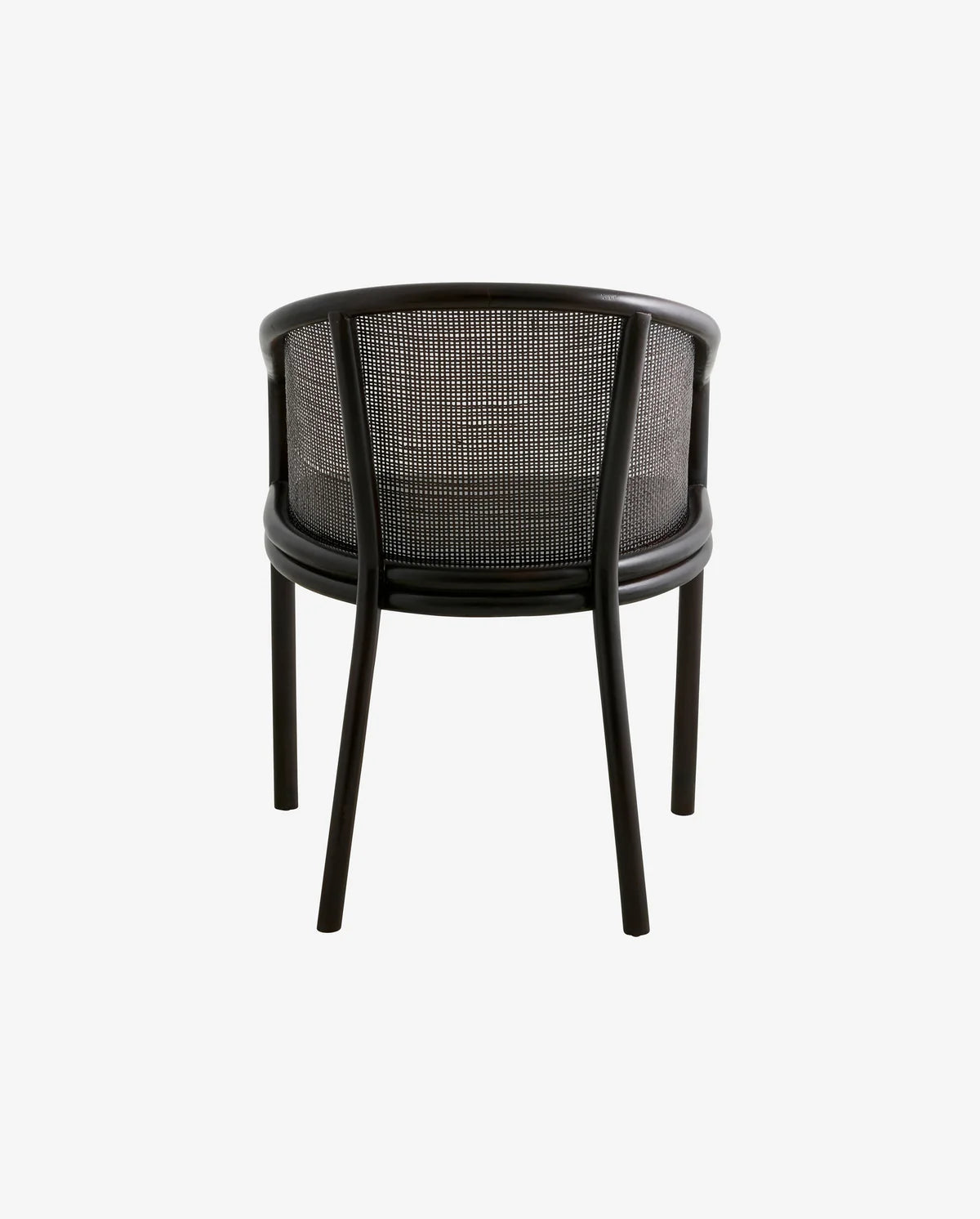 STUHL AUS TEAKHOLZ MIT RATTANLEHNE (SCHWARZ)