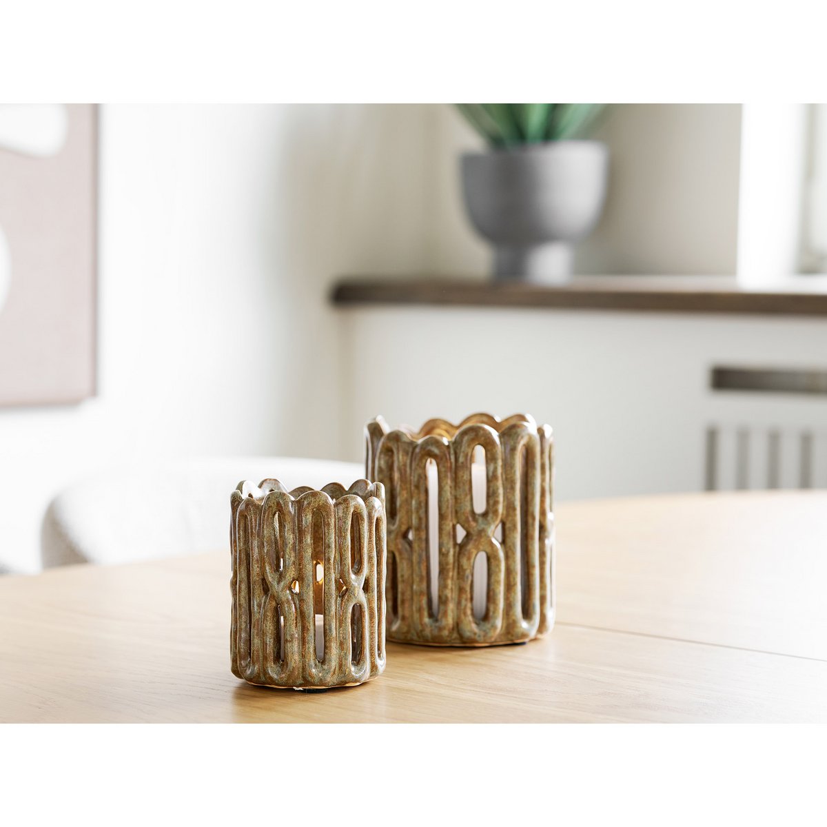 Kerzenhalter aus Keramik (Braun), 2 Stk. – Ansicht 8