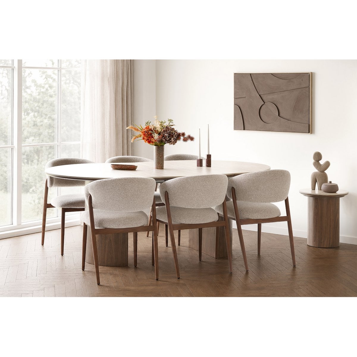 Delphi Beistelltisch mit Keramikplatte (Travertin/Dunkelbraun), 50cm – Ansicht 2