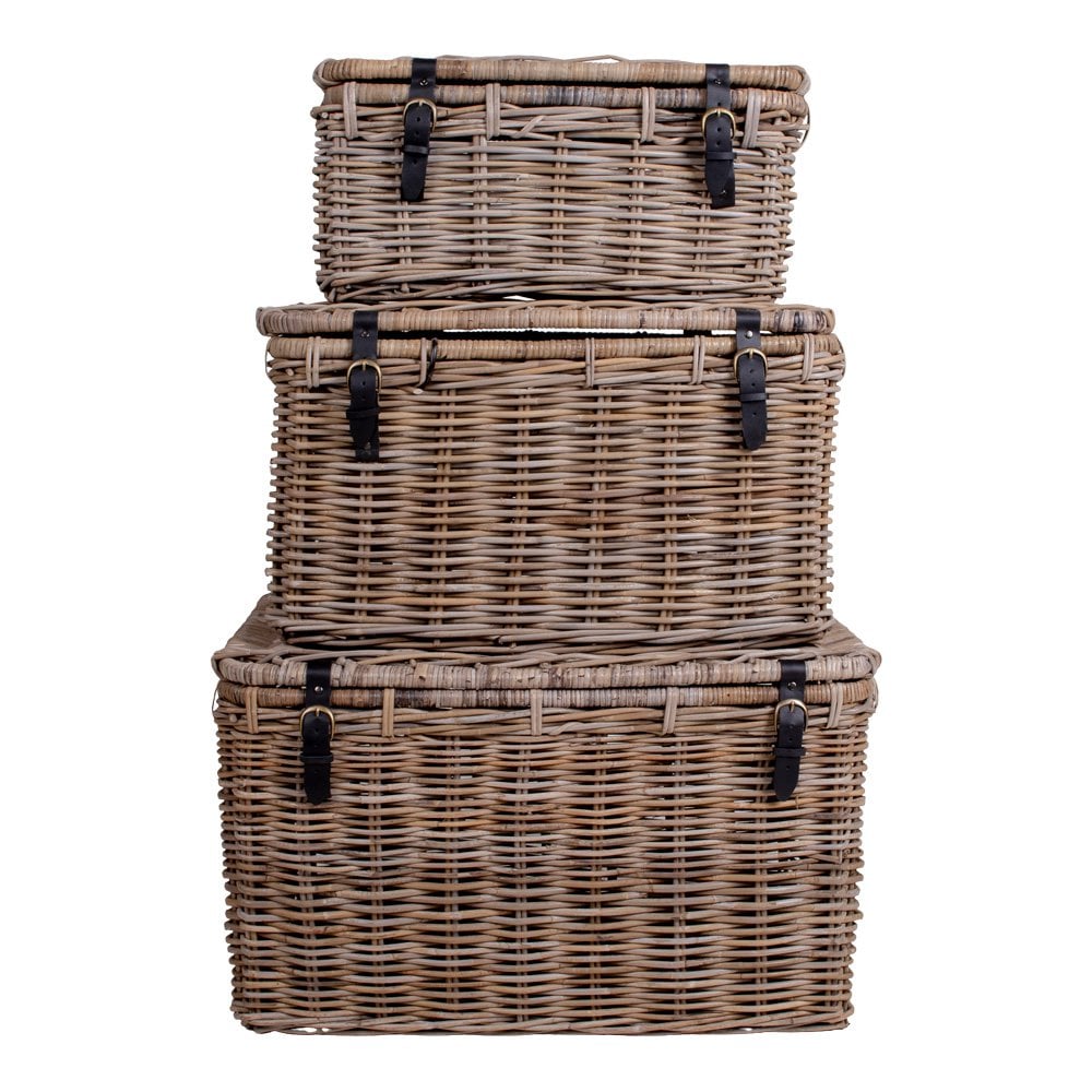 DEPOK AUFBEWAHRUNGSKOFFER AUS RATTAN (3er Set)