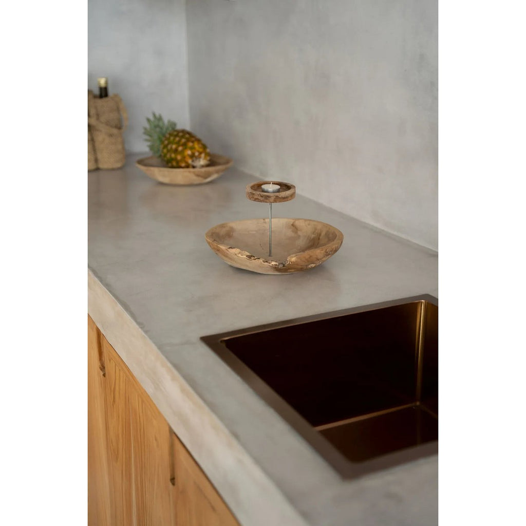 KERZENTELLER AUS TEAKHOLZ