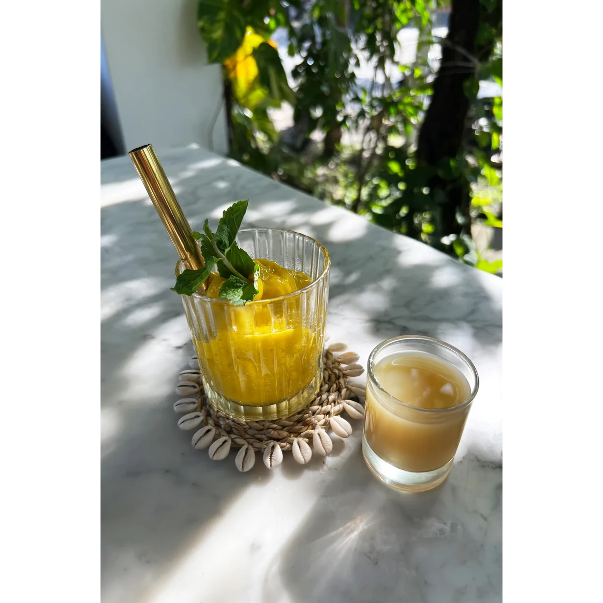 SEEGRAS UNTERSETZER MIT MUSCHELN (NATUR)