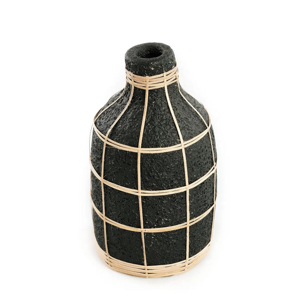 BAUCHIGE TERRAKOTTA-VASE (SCHWARZ) - 24cm