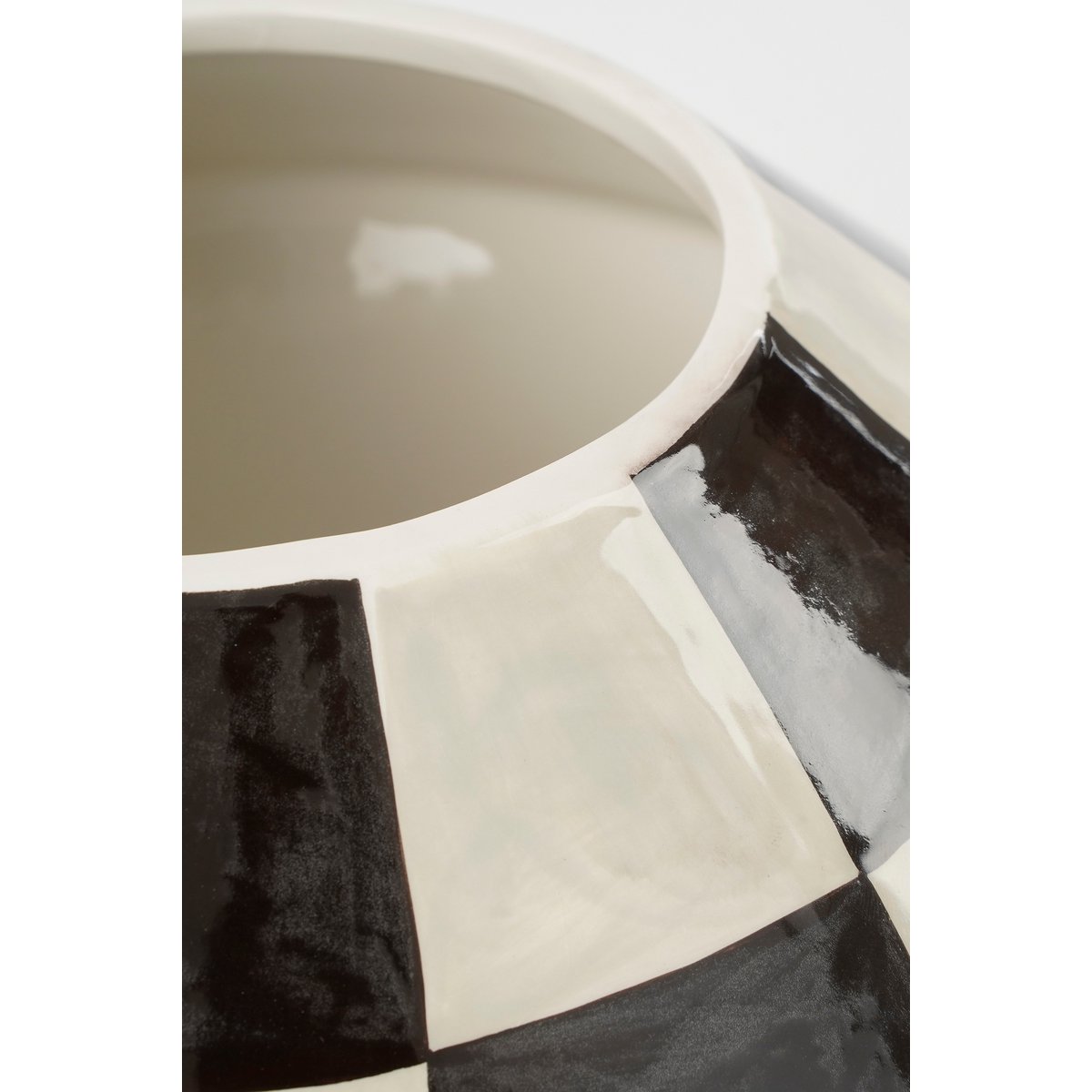 BLUMENTOPF (SCHWARZ/WEIß KARIERT) - Ø27cm