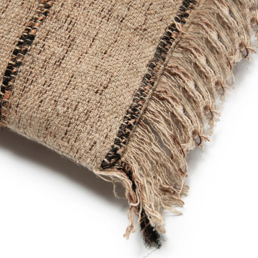 HANDGEWEBTER KISSENBEZUG (BEIGE SCHWARZ) - 30 x 50cm