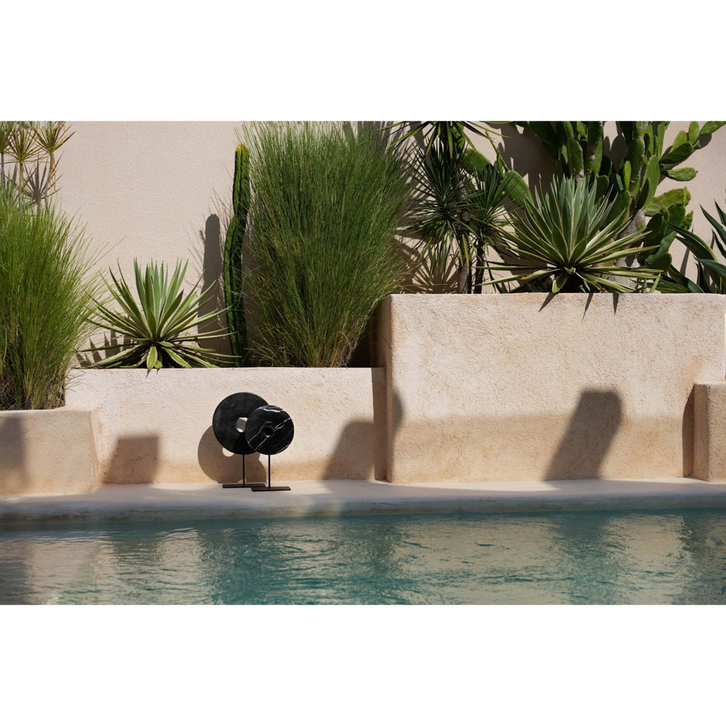 MARMORSCHEIBE AUF STÄNDER (SCHWARZ) - 40cm