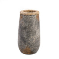 TERRAKOTTA VASE MIT BASTDETAIL (ANTIKGRAU) - 26cm