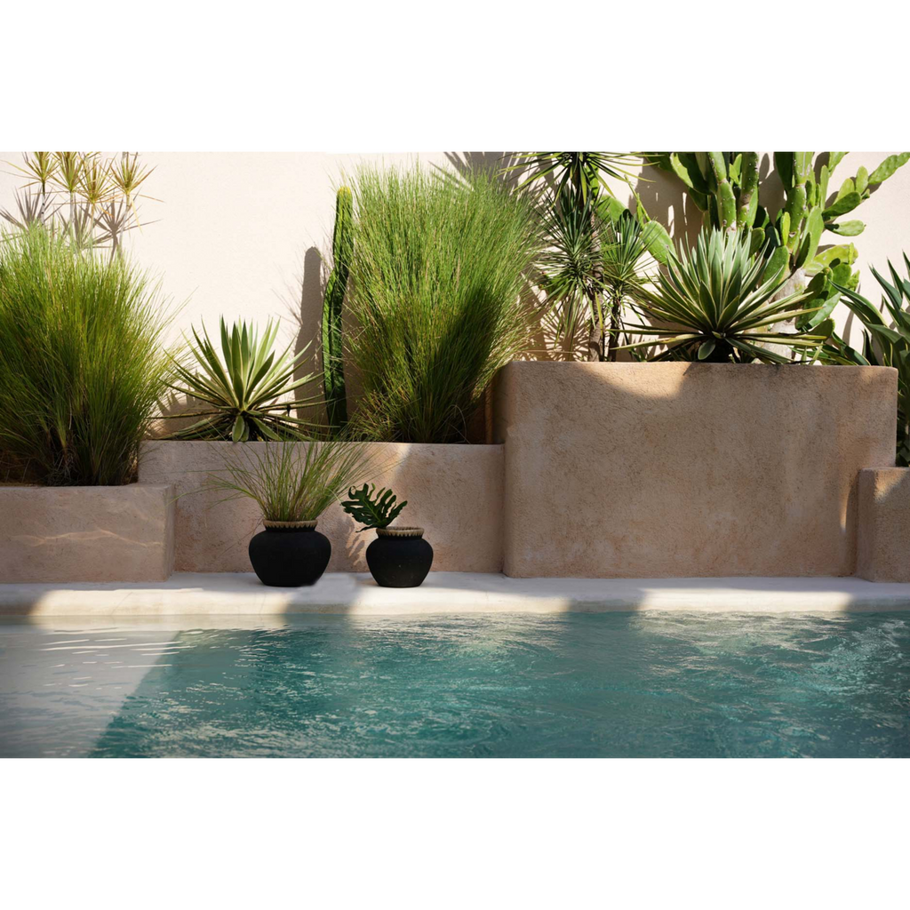 VASE MIT BASTDETAILS (SCHWARZ) - 23cm