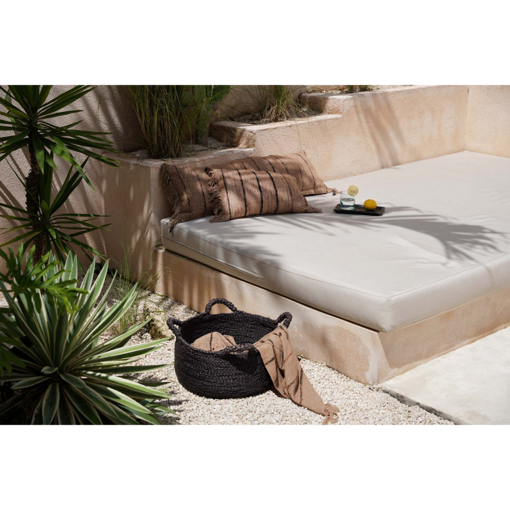 HANDGEWEBTER KISSENBEZUG (BEIGE SCHWARZ) - 30 x 50cm