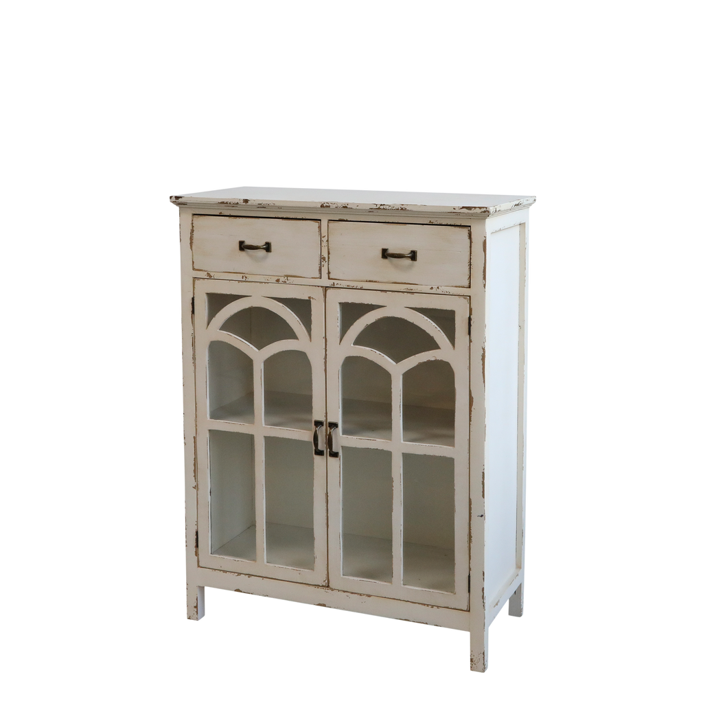 Kommode mit gebogenen Glastüren antique creme - Ansicht 1
