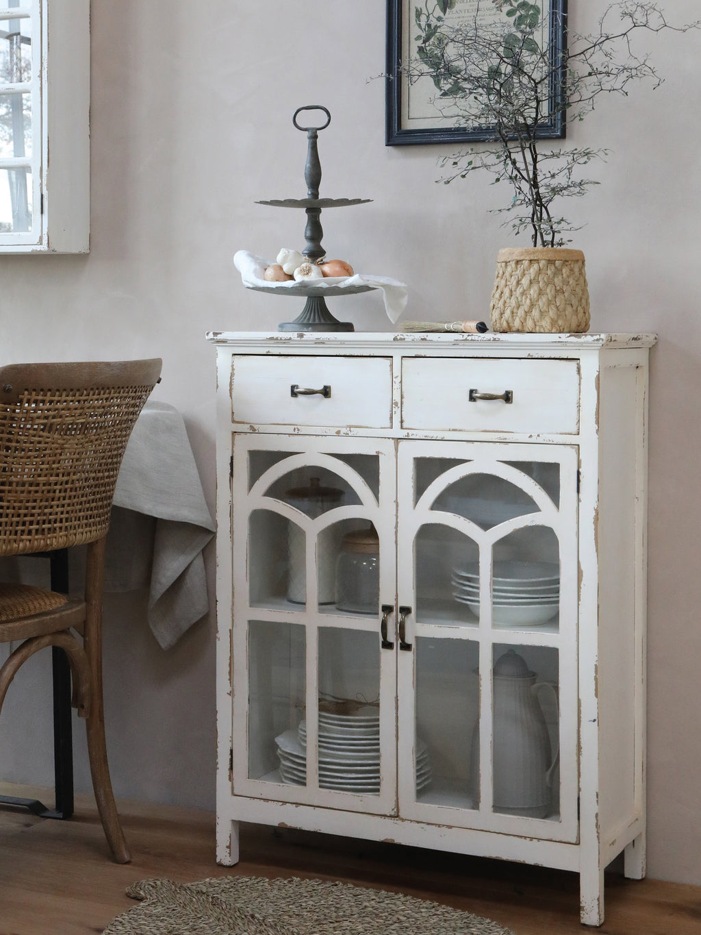 Kommode mit gebogenen Glastüren antique creme - Ansicht 4