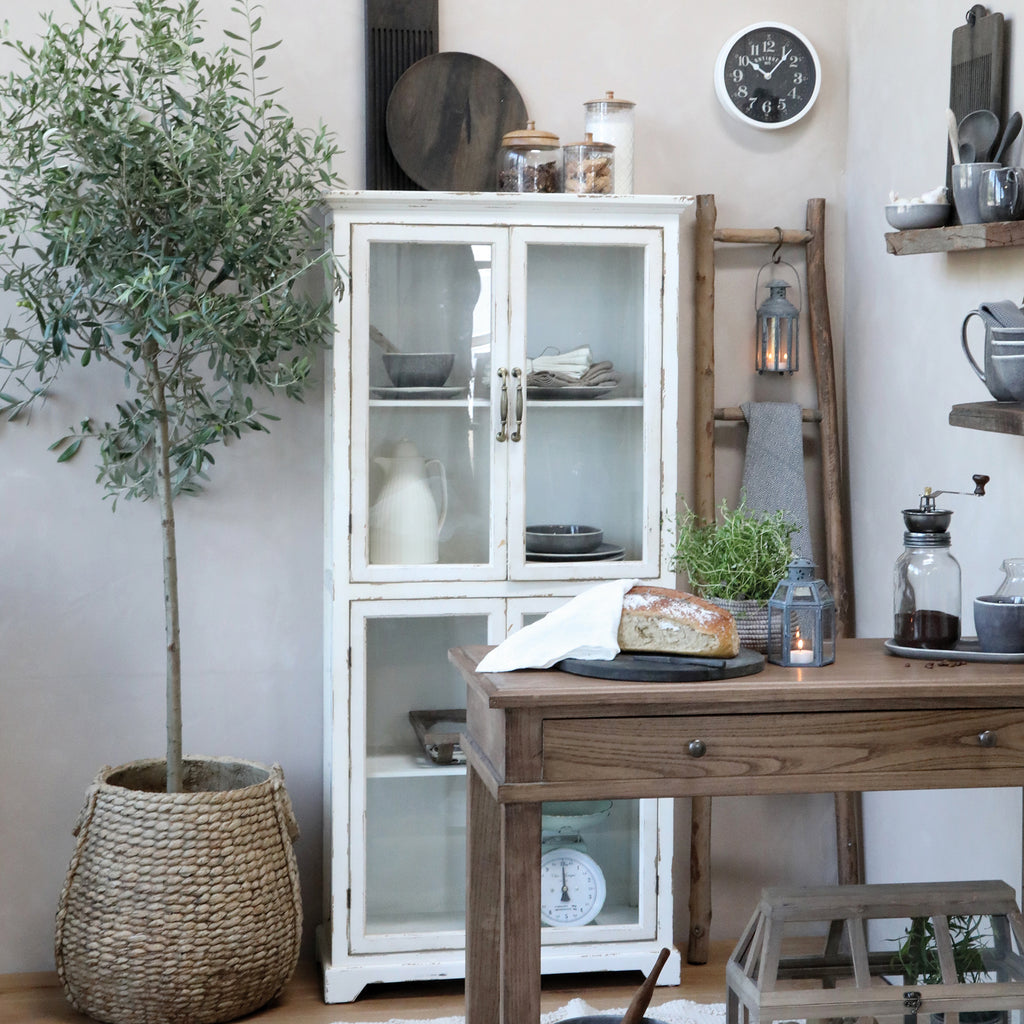 Vitrinenschrank mit 4 Glastüren antique creme - Ansicht 1