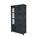 Vitrinenschrank mit Glastüren und Regalböden antique schwarz - Ansicht 2
