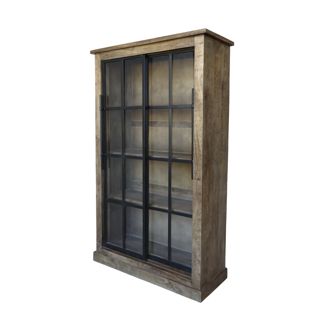 VITRINENSCHRANK AUS MANGOHOLZ - 190x110cm