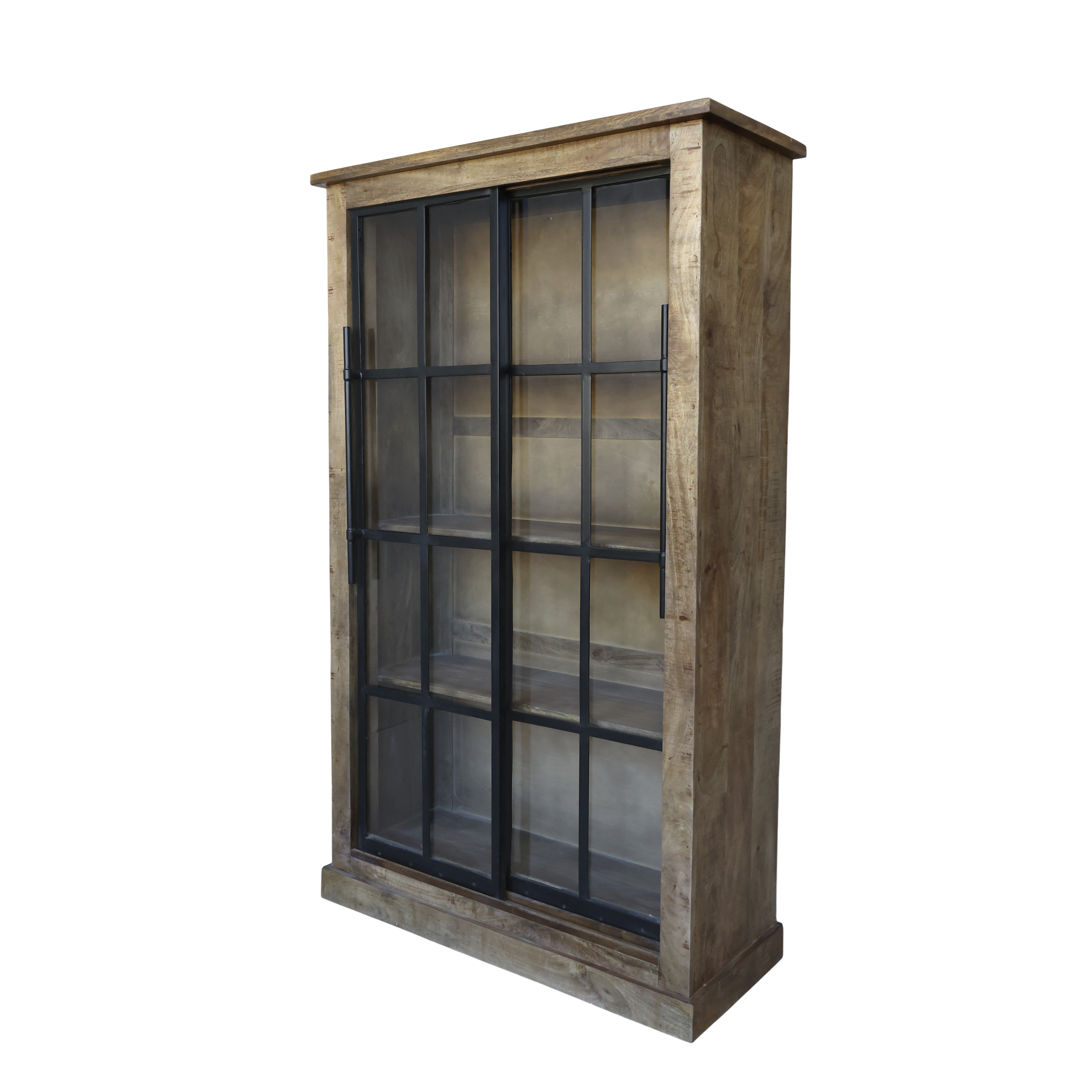 VITRINENSCHRANK AUS MANGOHOLZ - 190x110cm