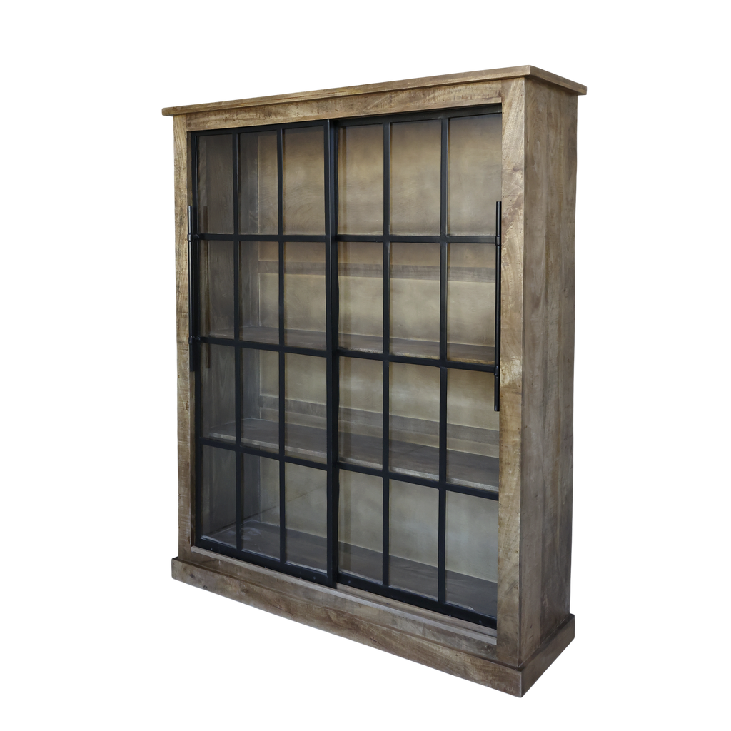 Vitrinenschrank aus Mangoholz 190x150cm - Ansicht 1