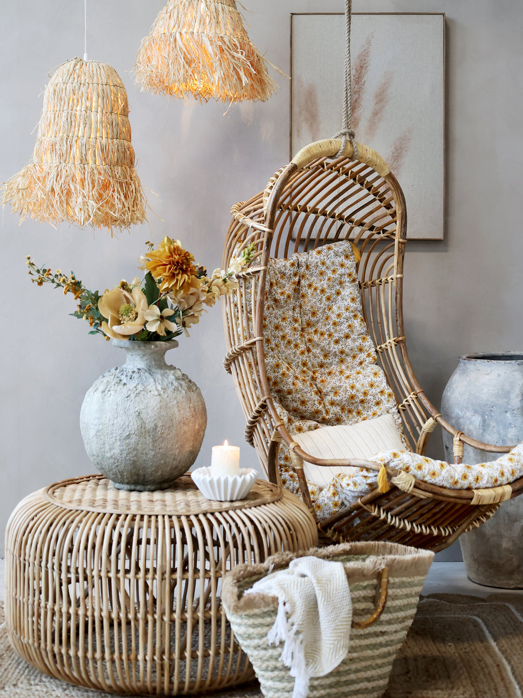 Hängestuhl aus Rattan natur - Ansicht 3