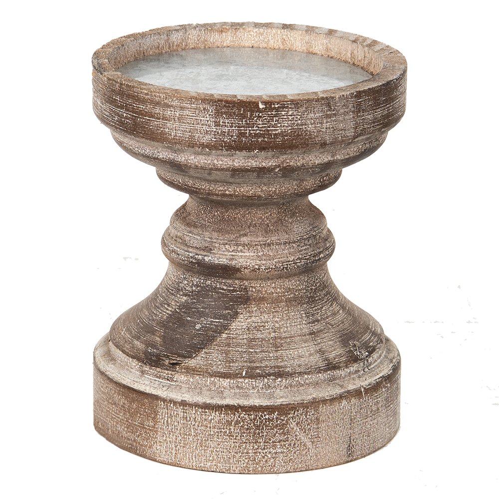 HOLZ KERZENSTÄNDER IM LANDHAUSSTIL - 16 cm