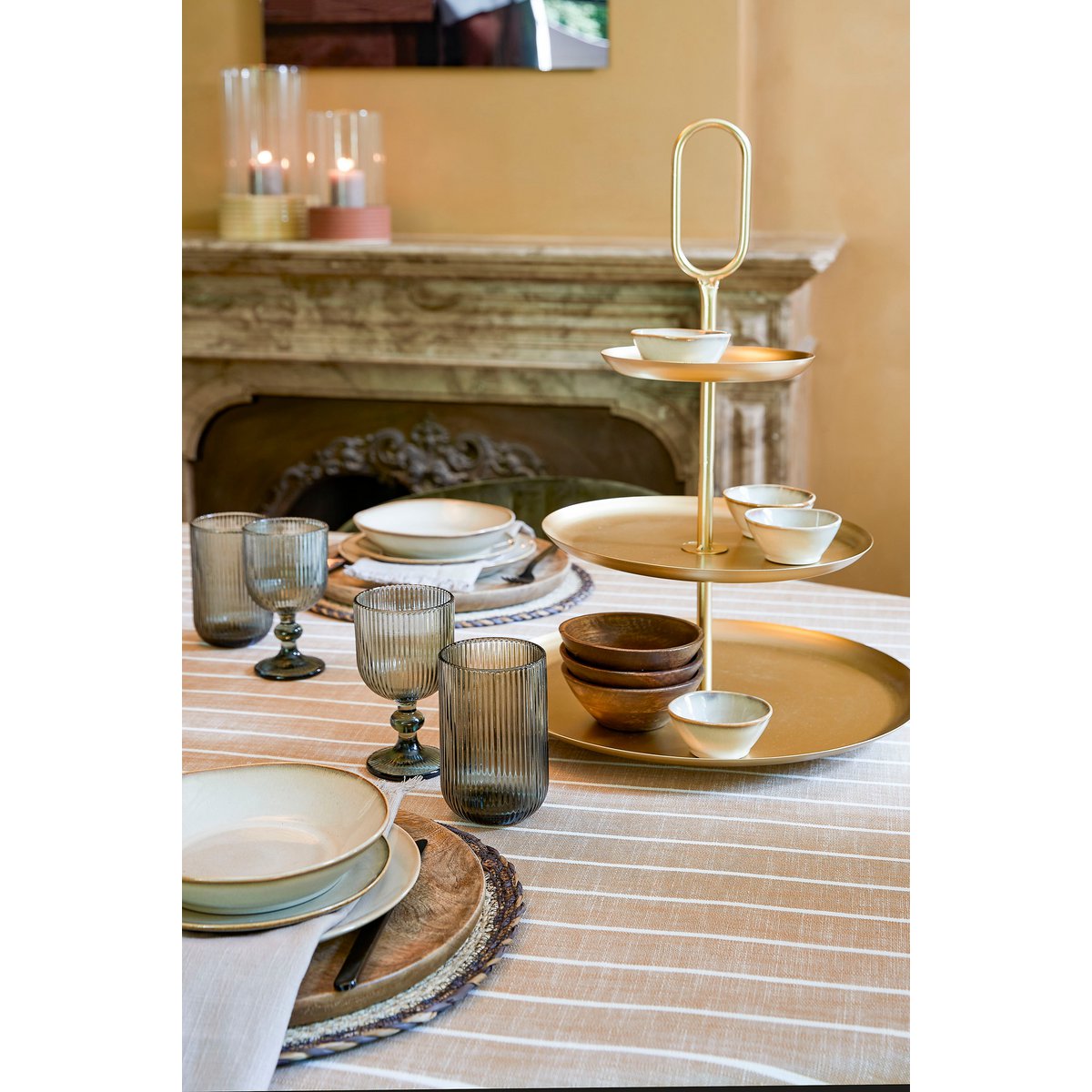 RAMA ETAGERE MIT 3 EBENEN (GOLD) - 55cm
