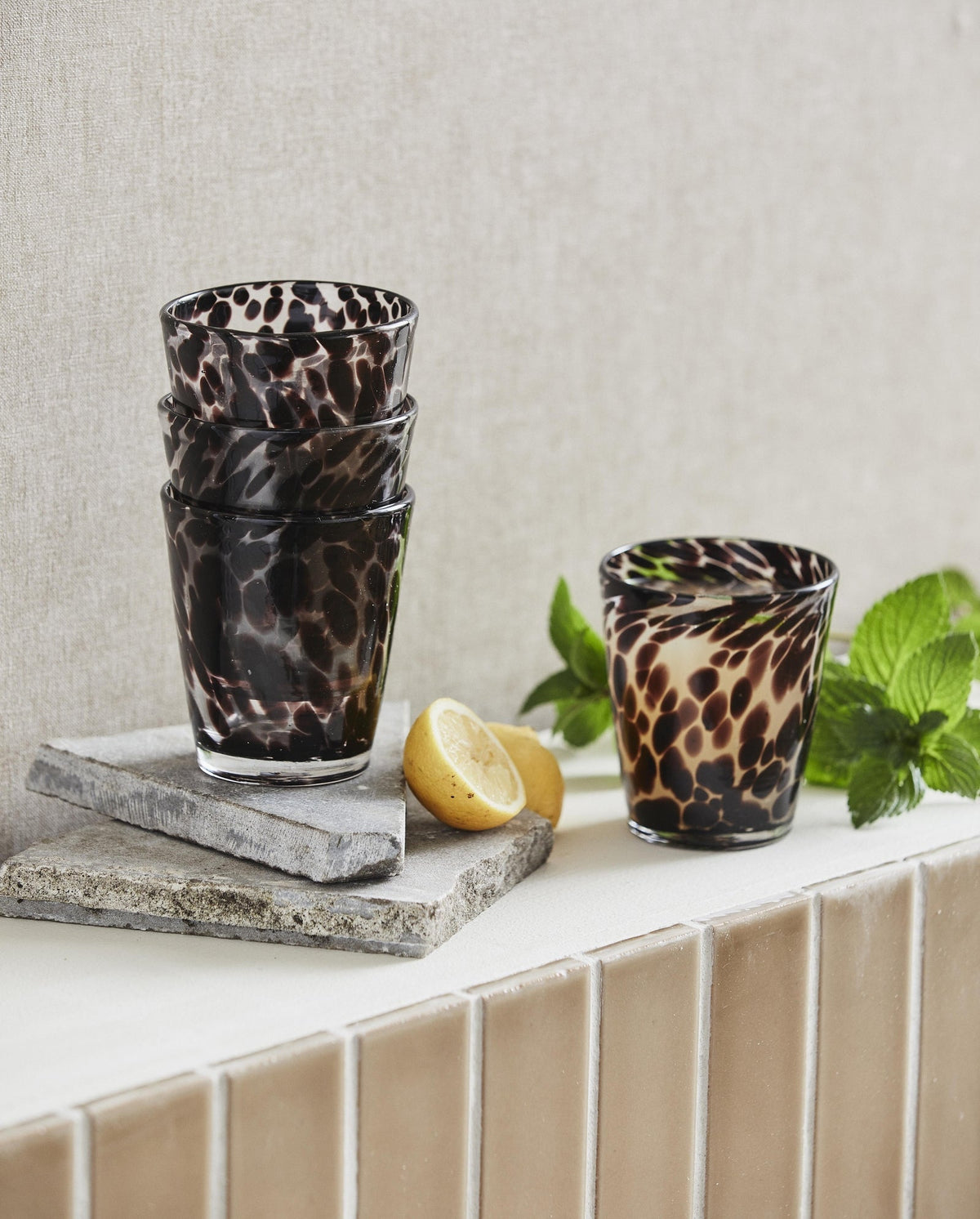 TEPIN TRINKGLAS (KLAR/BRAUN) - 6 Stk.