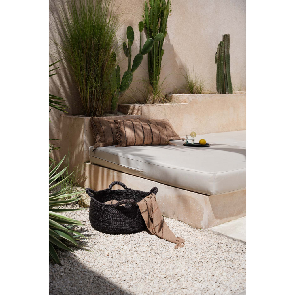 HANDGEWEBTER KISSENBEZUG (BEIGE SCHWARZ) - 35 x 100cm