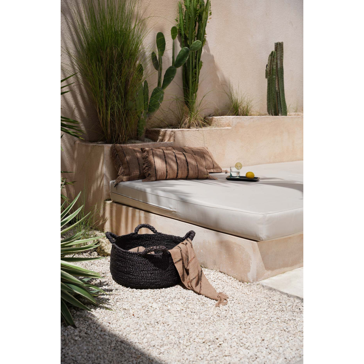 HANDGEWEBTER KISSENBEZUG (BEIGE SCHWARZ) - 35 x 100cm