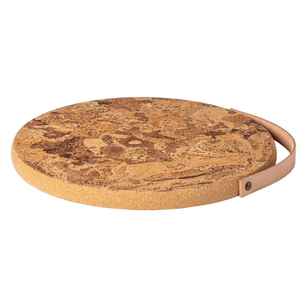 UNTERSETZER AUS KORK MIT LEDERGRIFF - 30cm
