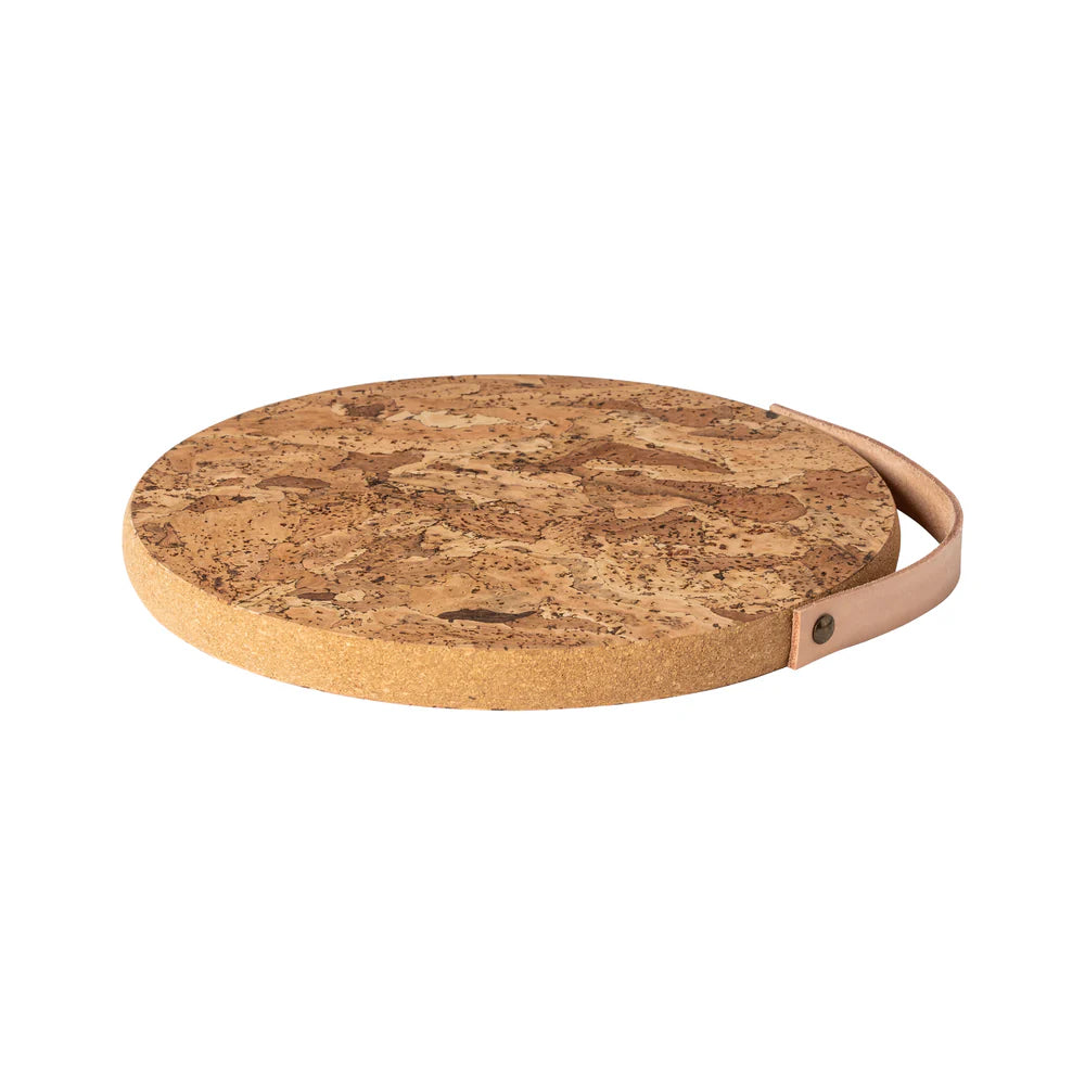UNTERSETZER AUS KORK MIT LEDERGRIFF - 25cm