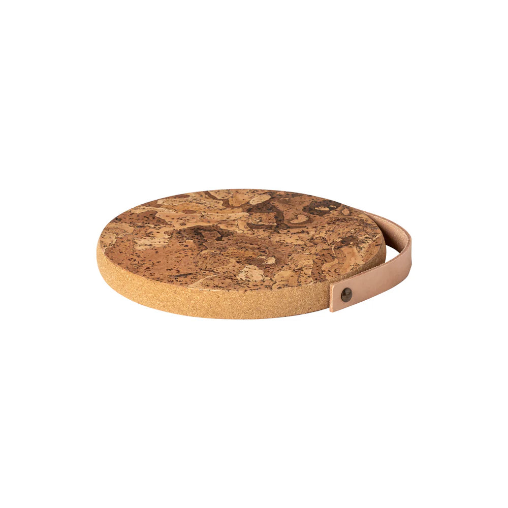 UNTERSETZER AUS KORK MIT LEDERGRIFF - 20cm