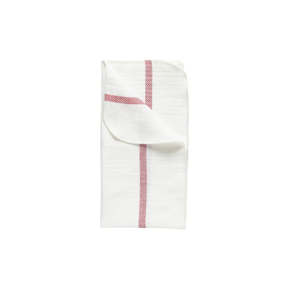 BAUMWOLL-/LEINEN SERVIETTE CAROLINA (WHITE RED)