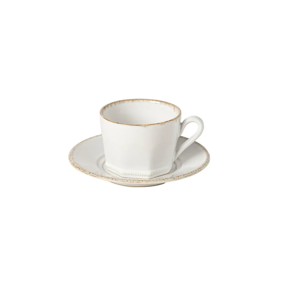 LUZIA TEE-/KAFFEETASSE MIT UNTERSETZER (WEIß)
